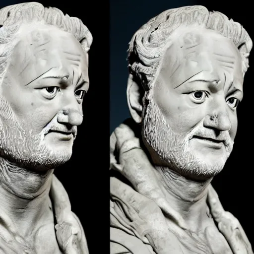 Image similar to bill murray as a marmor statue by michelangelo
