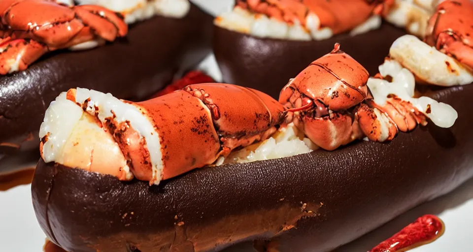 Image similar to chocolate lava stuffed lobster roll promotional image