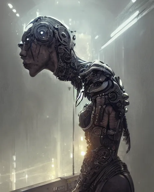 Image similar to a viking cyborg at clapham south tube station, real life skin, intricate, highly detailed, artstation, concept art, smooth, sharp focus, art by artgerm and greg rutkowski