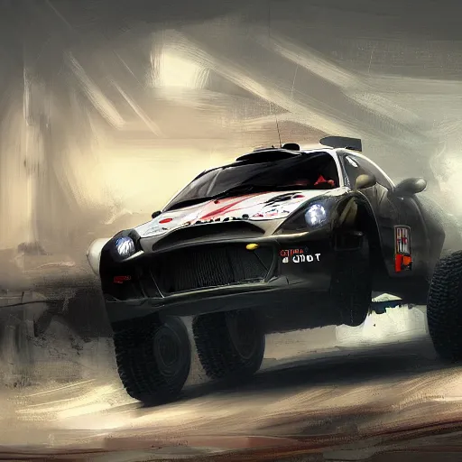 Image similar to redesigned rally car as new, elegant, digital painting, concept art, smooth, sharp focus, art style from Wang Ke and Greg Rutkowski and Bruce Kaiser and Scott Robertson and Dmitry Mazurkevich and Doruk Erdem and Jon Sibal, small style cue from Blade Runner and Minority Report and iRobots