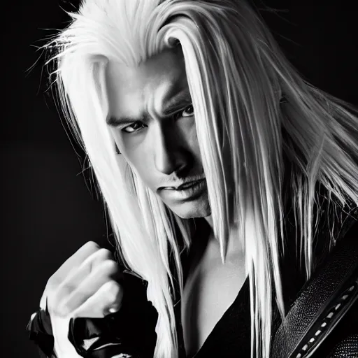 Image similar to A photo of sephiroth, award winning photography, 50 mm, perfect faces.