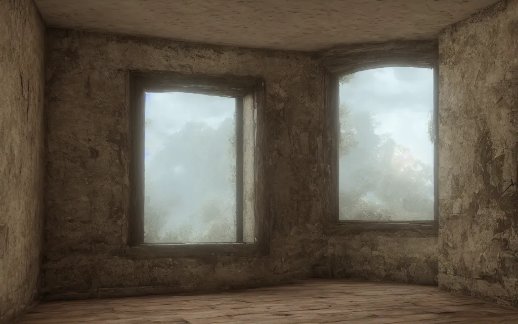 Image similar to atmospheric, mist, epic, photorealistic, realistic, rule of thirds, extremely detailed, 4 k, 8 k, unreal engine 5 render, rim lighting, rtx, ray traced lighting, shot on 3 5 mm, film grain, looking through a window frame