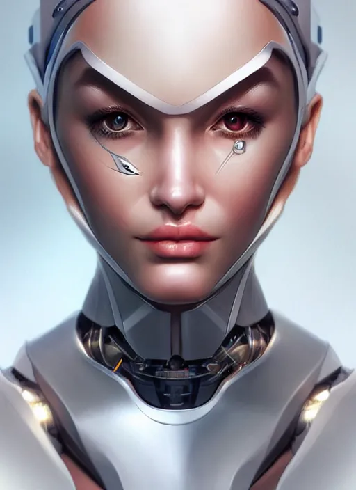 Prompt: portrait of a cyborg woman who turns her head to the (((((right))))) left by Artgerm,eyes closed , biomechanical, hyper detailled, trending on artstation