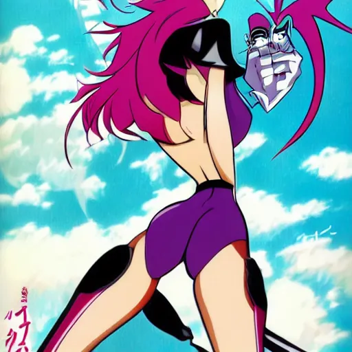 Image similar to cutie honey pouted lips hiroyuki imaishi anime art gainax trigger dvd cover