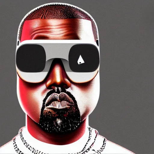 Prompt: : kanye west wearing vr goggles, digital art, illustration, art station
