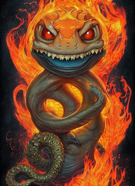 Image similar to Lovecraftian Charmander portrait by Tristan Eaton_Stanley Artgerm and Tom Bagshaw,