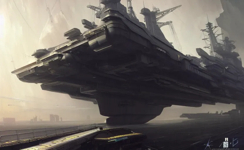 Image similar to cyberpunk aircraft carrier cargo ship strongly resembling industrial spaceship design concept art in space, by david levy, eve online, elite dangerous, artstation, film noir with ultra detailed, intricate, anime, dynamic lighting, digital art, digital painting, art station, wlop, sharp focus, illustration, art by artgerm and greg rutkowski and alphonse mucha