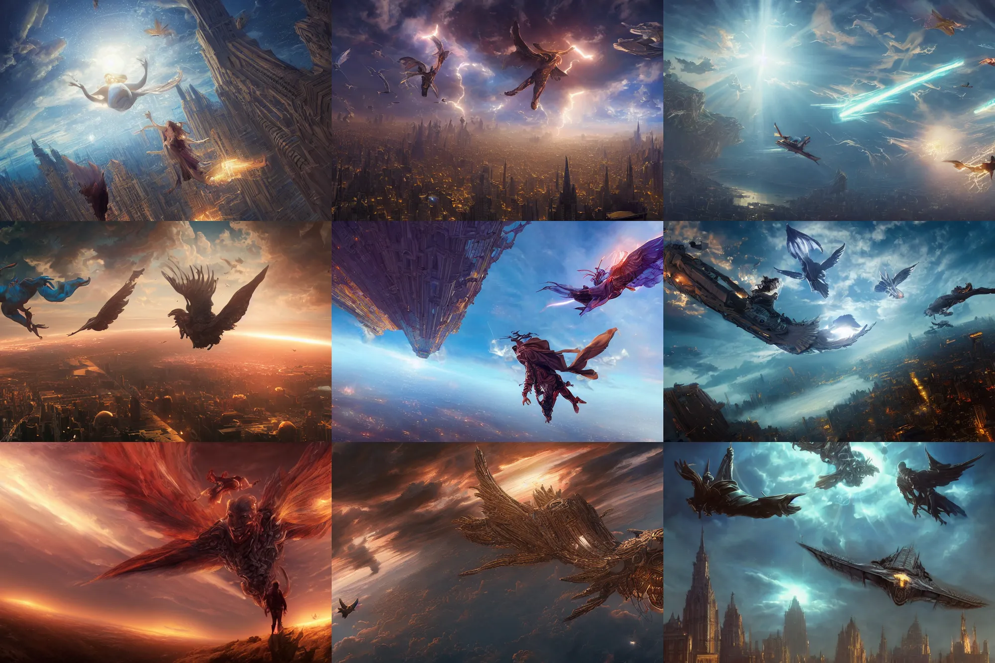 Prompt: the rapture, believers flying into sky, intricate, epic lighting, cinematic composition, hyper realistic, 8k resolution, unreal engine 5, by Artgerm, tooth wu, dan mumford, beeple, wlop, rossdraws, James Jean, Andrei Riabovitchev, Marc Simonetti, yoshitaka Amano, Artstation