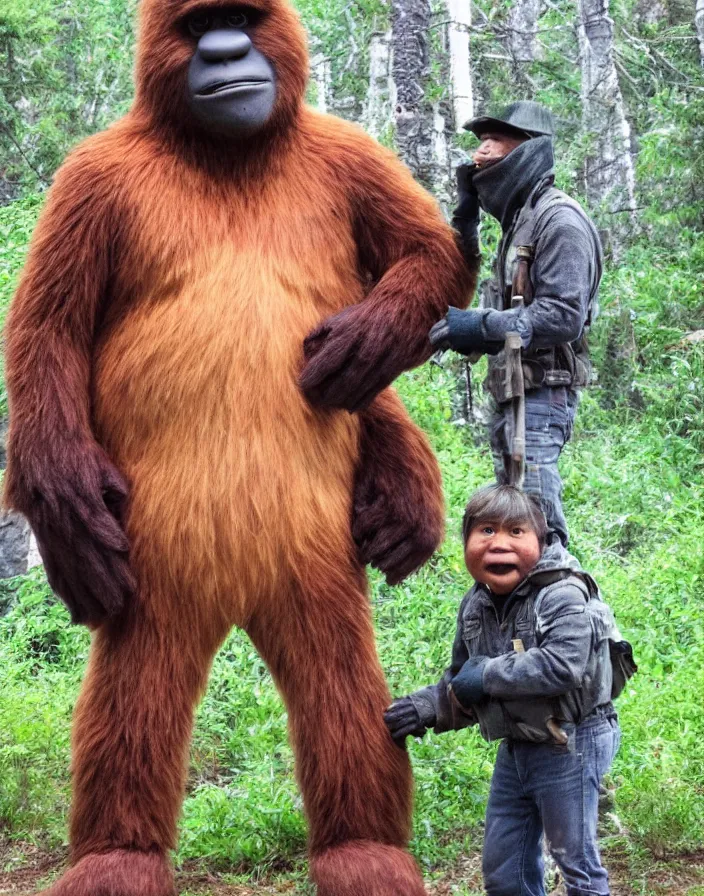 Prompt: An alleged photo of Big Foot taken by wilderness explorer