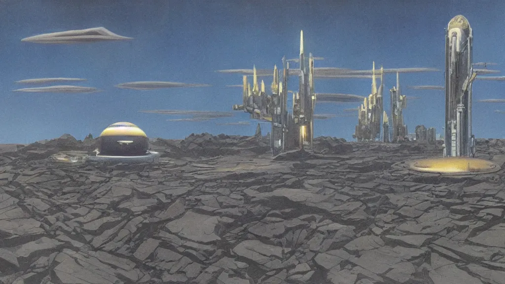 Image similar to artwork in the style of chesley bonestell.