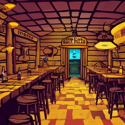 Prompt: secret of monkey island background, pub interior