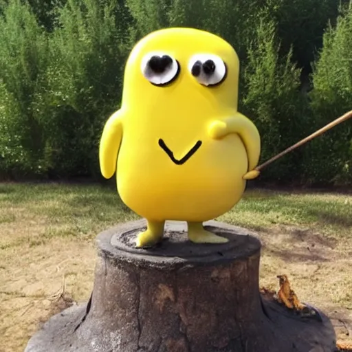 Image similar to lemongrab from adventure time being burned at the stake at a renaissance fair