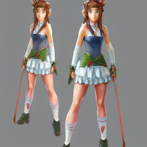 Image similar to full body shot of aerith gainsborough, concept art trending on artstation