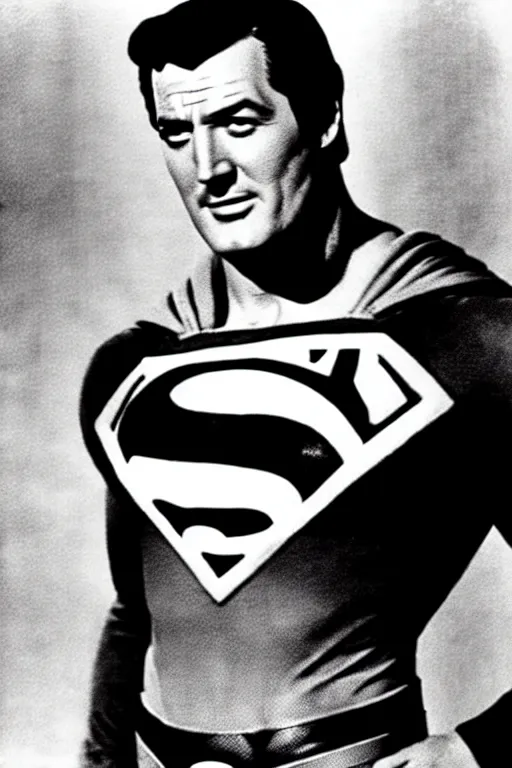 Image similar to rock hudson playing superman in 1 9 7 8, superhero movie