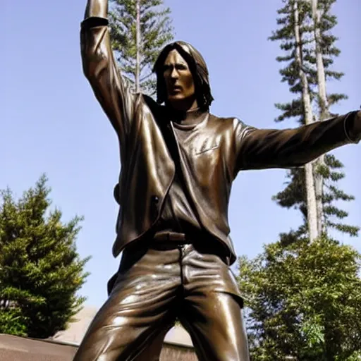 Prompt: bronze statue of keanu reeves