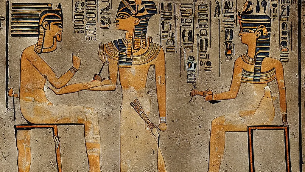 Prompt: ancient egyptian art of egyptian gods