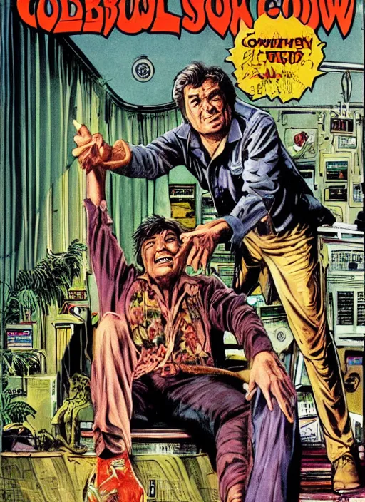 Image similar to Columbo, Creepshow (1982) comic book cover, artwork by Bernie Wrightson, full color, detailed