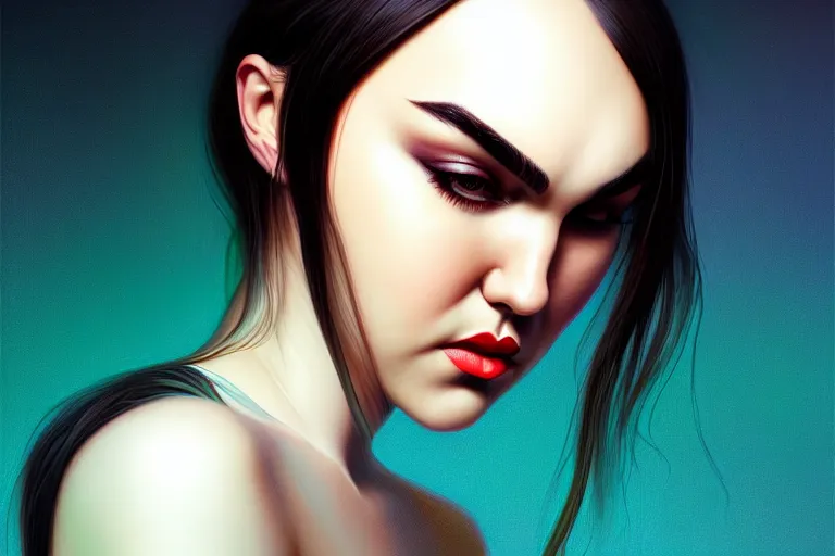 Image similar to surreal Portrait of Sasha Grey in dmt chromatic surreal liquid enviroment , elegant, highly detailed, smooth, photoreal, sharp focus, illustration, beautiful, geometric, dmt trending on artstation, cinematic, artwork by WLOP, Rossdraws