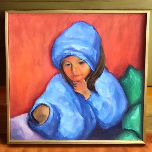 Prompt: cosy girl celebrating youth day oil painting