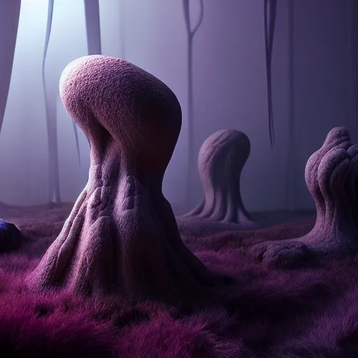 Image similar to rhizomuse lifeforms, diorama, stunning photo, artist impression, cgsociety, abstract sculpture, warm ambient lighting, glow, deep shadows, hyperdetailed, 8 k