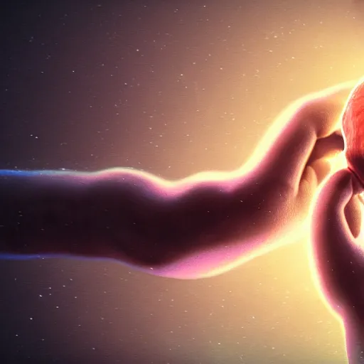 Prompt: picture of fetus with a cord, coming out from the television static noise, 8k, unreal engine, concept art, oil paiting, artstaion, higly detailed, ultra hd