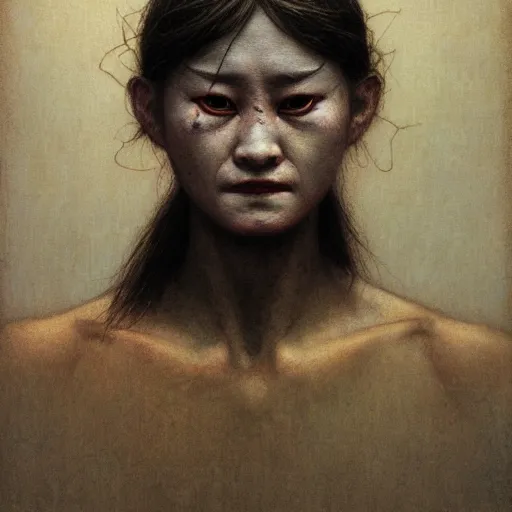 Prompt: by waterhouse, by beksinski, high quality, picture portrait of a modern yokai, haunting, photorealism, hyper - realism, octane render, highly detailed, 8 k,