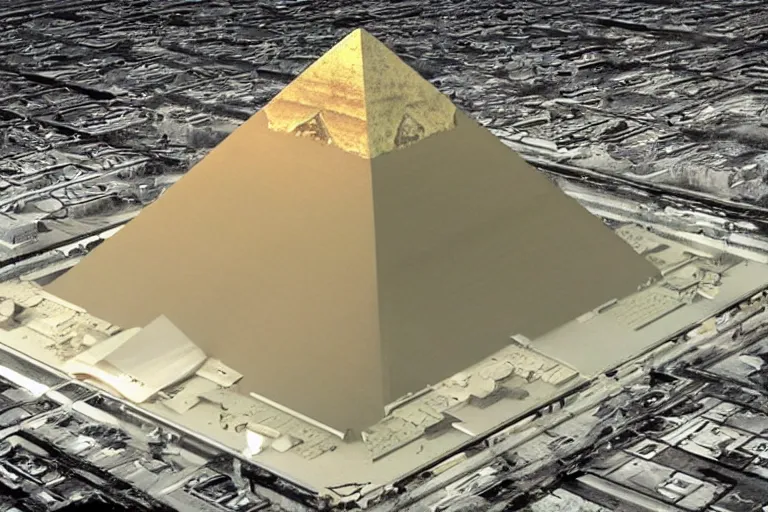 Image similar to Pyramid as a power plant, Future technology