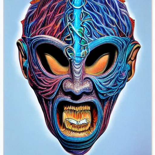 Image similar to monster mask by alex grey