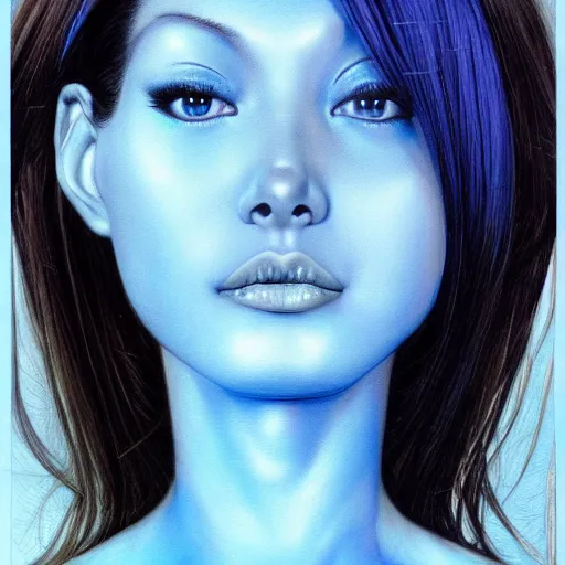 Image similar to portrait of blue alien female astronaut by Sorayama