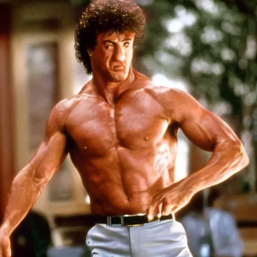 Prompt: a movie still of sylvester stallone in dirty dancing,