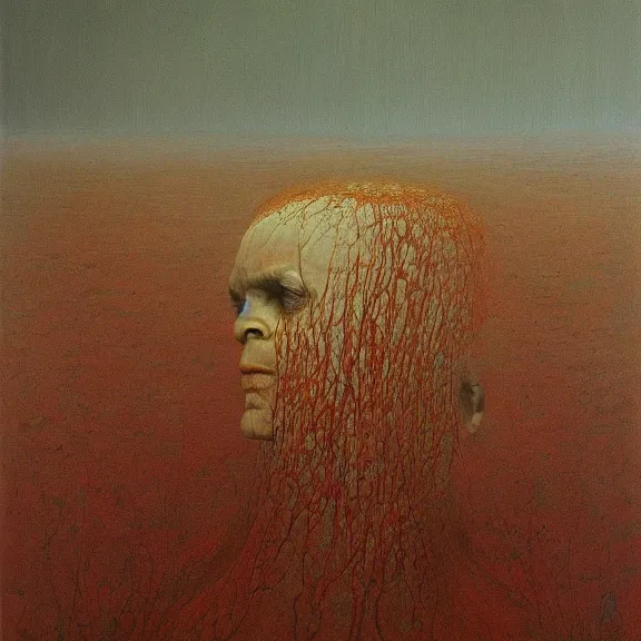 Prompt: a Painting representing mind games and delusions, Zdzislaw Beksinski, Ivan Seal, The Caretaker, Leyland Kirby