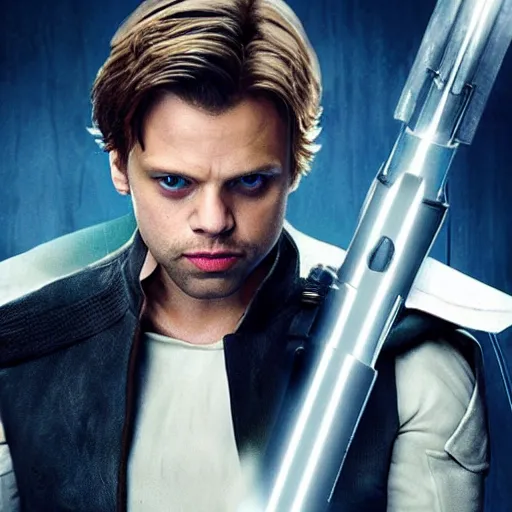 Image similar to sebastian stan as luke skywalker