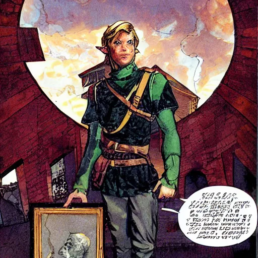 Prompt: a portrait of Link in a scenic environment by Chaykin, Howard.