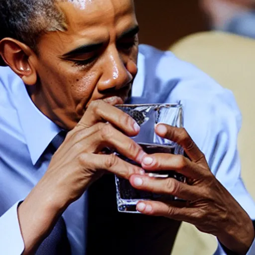 Prompt: obama drinking rakia