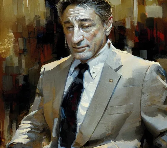 Prompt: a hyper-detailed painting of Robert DeNiro by Craig Mullins