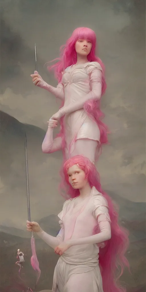 Prompt: princess bubblegum, masterpiece by Edgar Maxence and Ross Tran and Michael Whelan, gustav dore, 8k, octane render