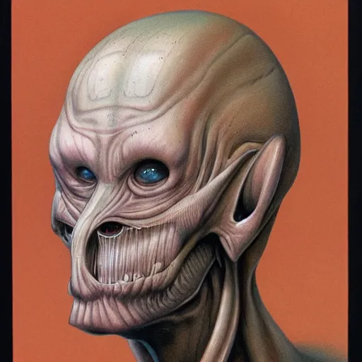 Image similar to a head - on portrait of alien a 2 0 - something engineering student, brown messy hair, by wayne barlowe