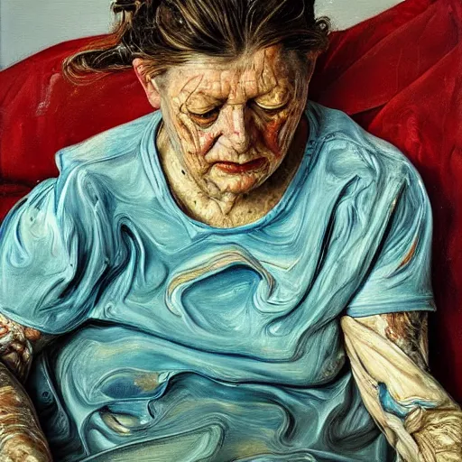 Prompt: high quality high detail painting by lucian freud and jenny saville, hd, passive aggressive, turquoise