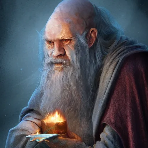 Image similar to realistic photo of gendalf learn magic harry potter, hd, artstation,