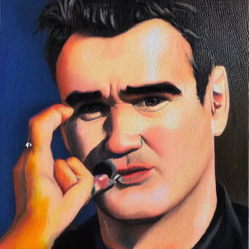 Prompt: oil painting of the singer Morrissey, highly detailed, 8k, cinematic,