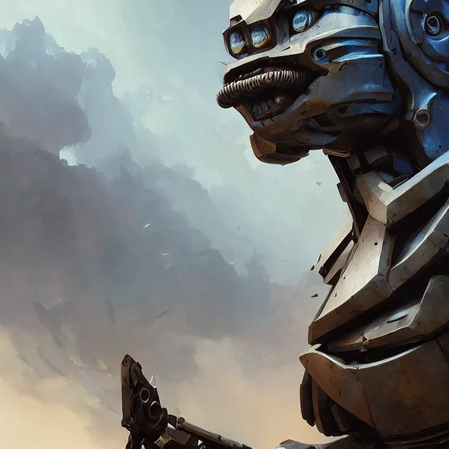 Prompt: hyper realistic bust of warhammer robot cinematic, artstation, cgsociety, greg rutkowski, james gurney, mignola, craig mullins, brom