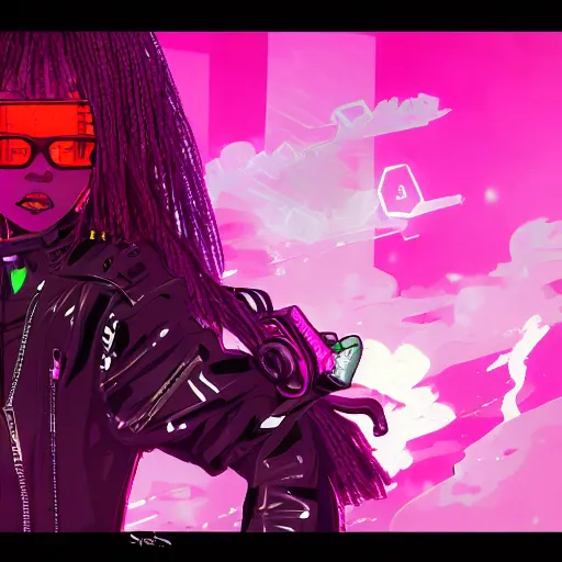 Image similar to a anime black girl,cyberpunk,retrowave art,trending on art station