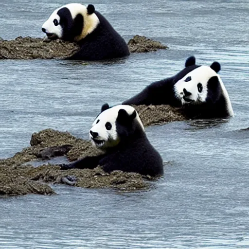 Image similar to pandas swimming in the muddy gangies river