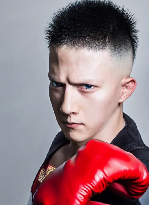 Image similar to A full portrait photo of real-life saitama one punch man, f/22, 35mm, 2700K, lighting, perfect faces, award winning photography.