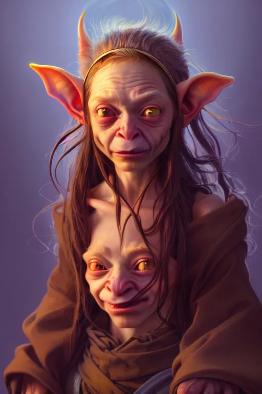 Prompt: beautiful young goblin wizard, highly detailed, digital painting, artstation, sharp focus, illustration, art by tan zi and ayanamikodon and alphonse mucha and wlop