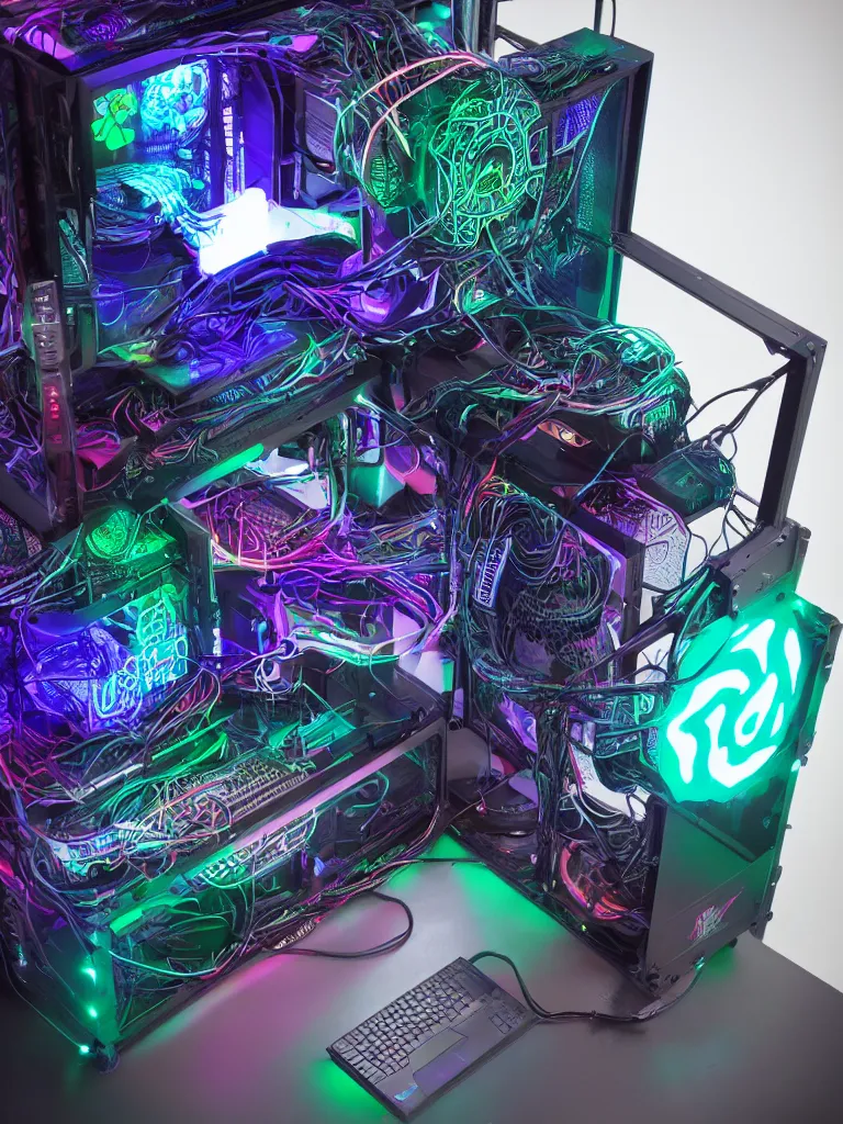 Prompt: Lovecraftian RGB Gaming PC