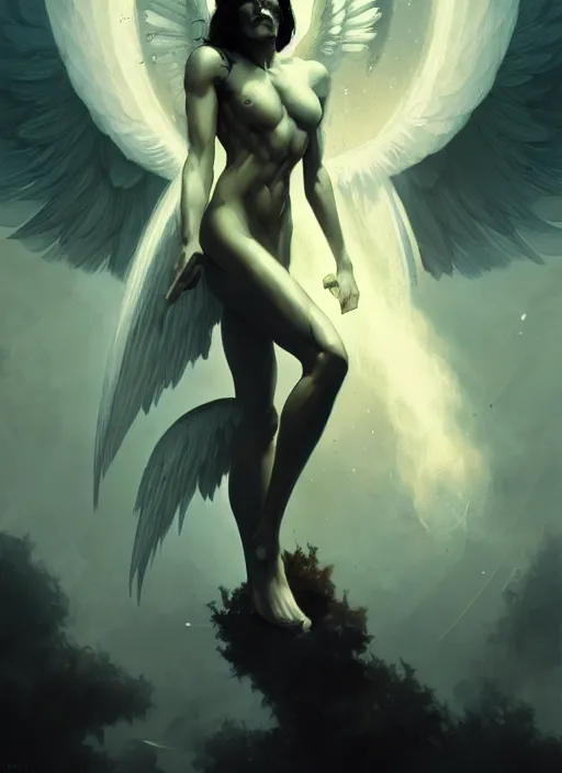 Prompt: peter steele as an angel, backround dark, highly detailed, digital illustration, trending in artstation, modern painting, smooth, sharp focus, intricate, by peter mohrbacher
