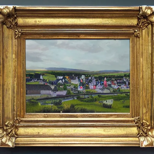 Image similar to painting of a small town in rural Ireland, by Aleksander Rostov