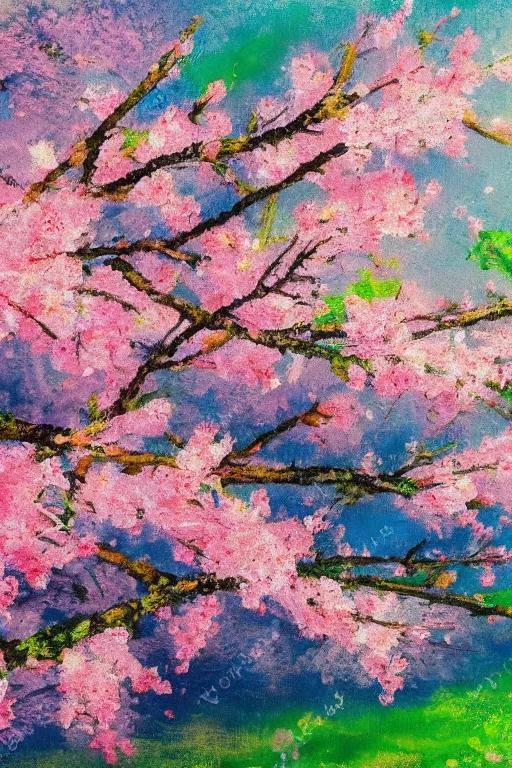 Image similar to Hanami flowers in impressionism style