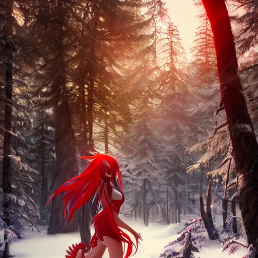 Prompt: anime sci fi princess from the himalayans in a winter forest, 8k hdr pixiv dslr photo by Makoto Shinkai and Wojtek Fus